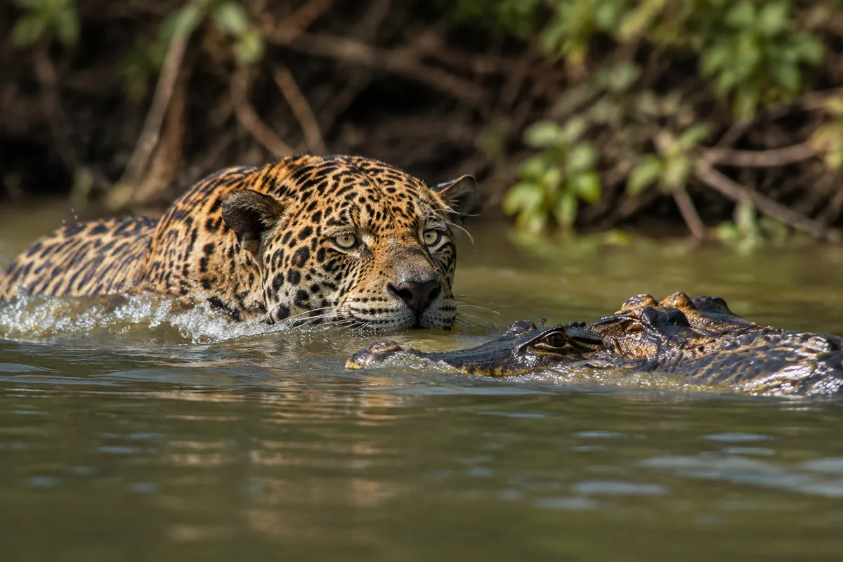 Le jaguar peut-il nager pour chasser un caïman